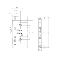 Корпус огнестойкого замка Doorlock DL 1902/21/65mm PZ ZN front 24x235, DIN, антипаника, для пассивной створки, симметричный 75402