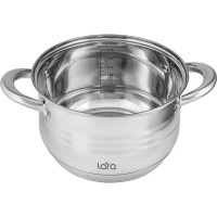 Кастрюля Lara SONATA нержавеющая сталь 18x11.5 см 2.9 л капсулированное индукционное дно, комбо-полировка, крышка LR02-581