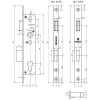 Корпус узкопрофильного замка с защелкой FUARO PROF4916-25/92 CP хром 26415
