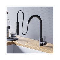 Кухонный смеситель Dorff Logic с вытягивающимся изливом, черный D3007522
