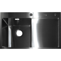 Нержавеющая врезная мойка SANTREK 780x480x220 т 3,0 САТИН D7848HLS левая (+ сифон +дозатор + коландер 420x220) AQUA 312404