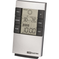 Комнатная метеостанция TDM ELECTRIC Климат 1 вертикальная, термометр, гигрометр, будильник, серебро SQ4006-0001