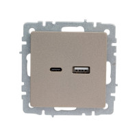 Розетка USB IEK Brite a+c 18вт рю11-1-брш шампань BR-U22-018-K37