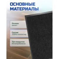 Влаговпитывающий ребристый коврик In'Loran 50x80 см. СТАНДАРТ чёрный 10-586