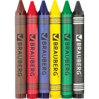 Восковые карандаши BRAUBERG утолщенные "АКАДЕМИЯ" НАБОР 6 цв. 227286