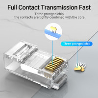 Коннектор RJ45 (8p8c) VENTION, UTP, cat. 6A, под витую пару (50шт.) IDGR0-50