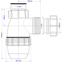 Сифон без выпуска McAlpine ф-40 MINI MRSK2-NW-MINI