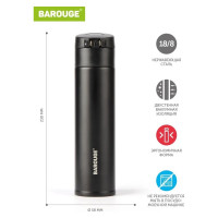 Термобутылка BAROUGE Travel Bottle черная любовь, из нержавеющей стали BT-148 350 мл/черный/любовь/бутылка