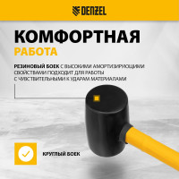 Резиновая киянка Denzel 680 г, черная, фибергласовая рукоятка c TPR покрытием 11145