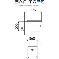 Подвесной безободковый унитаз San More Inspirare белый, с сиденьем микролифт SMT971902