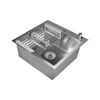 Комплект кухонная мойка из нержавеющей стали WISENT wg 5050 (50x50см) с раздвижным коландером и дозатором WGS35050/WGER013/W405A/W302644