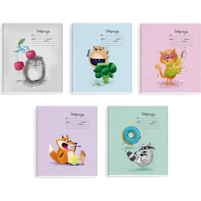 Феникс + Тетрадь школьная ученическая, 12 л. клетка,арт.59096/ 20 КАЛАМБУР /мягкий переплёт (2 скобы),обл.- выборочный УФ-лак, мелов.карт.190 г/м?, Упаковка Ассорти/