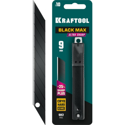 KRAFTOOL BLACK MAX Лезвия сегментированные 9 мм, 10 шт 09602-09-S10