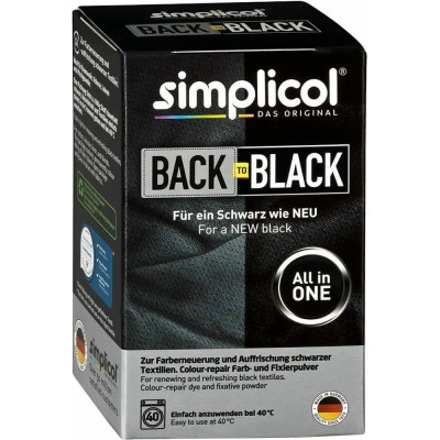 Simplicol BACK TO BLACK ЧЕРНАЯ КРАСКА ДЛЯ ВОССТАНОВЛЕНИЯ ЦВЕТА ЧЕРНОЙ ОДЕЖДЫ - 400 Г. 2512