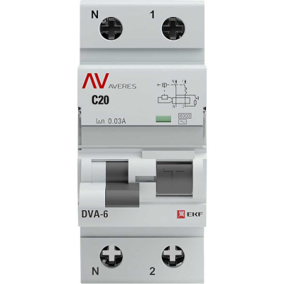 EKF Дифференциальный автомат DVA-6 1P+N 20А 30мА 6кА AVERES SQrcbo6-1pn-20C-30-ac-av