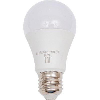 Включай Лампа светодиодная 15W E27 A60 4000K 220V LED PREMIUM А60-15W-E27-W ЛОН 1007796
