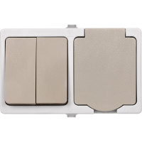 Блок комбинированный TDM ELECTRIC горизонтальный выключатель 2-кл. + розетка 2П+З с з/ш БКВР IP54 "Вуокса" SQ1803-0012