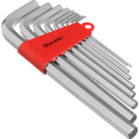 Набор удлиненных имбусовых ключей MATRIX HEX 2–12 мм, CrV, сатинирование, 9 шт. 12302