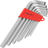 Набор удлиненных имбусовых ключей MATRIX HEX 2–12 мм, CrV, сатинирование, 9 шт. 12302