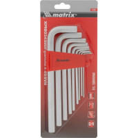 Набор удлиненных имбусовых ключей MATRIX HEX 2–12 мм, CrV, сатинирование, 9 шт. 12302