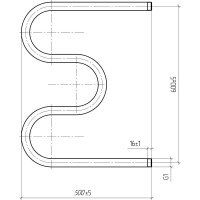 Водяной М-образный полотенцесушитель ТЕРА 600х500 наружная резьба 1 ПСВ-05-09
