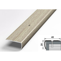 Порог угловой алюминиевый декоративный (40х20 мм, 1,35 м, Дуб беленый) ЛУКА УТ000000731