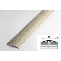Порог прямой скрытый алюминиевый декоративный (35 мм, 1,8 м, Дуб беленый) ЛУКА 00000002788