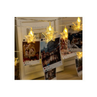 Гирлянда-нить Luazon DCR, 4.5 м, прищепки звезда, IP20, Н.С., LED-20-220V, фиксинг, теплый белый 4445725