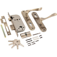 Врезной замок с ручками Аллюр 127/1 AB старая бронза 1078