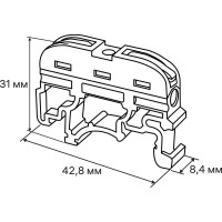 Проходные монтажные клеммы duwi с рычажком СМК-401DIN, 0,08-4мм2, серая, 5 шт. 26740 9