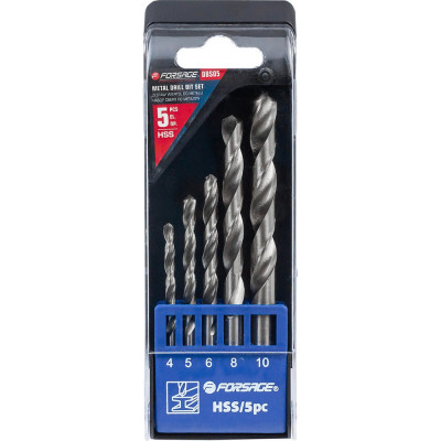 Набор сверл по металлу (5 шт; 4/5/6/8/10 мм) в пластиковом футляре Forsage 19779 F-DBS05