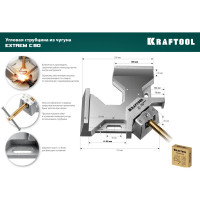 Экстрамощная стальная угловая струбцина для сварочных работ KRAFTOOL Extrem C90 32201
