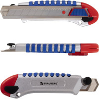 Универсальный мощный нож BRAUBERG Professional ширина 25 мм, металлический корпус 237448