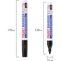 Лаковый маркер-краска BRAUBERG paint marker 4 мм, черный, нитро-основа, алюминиевый 151445