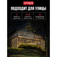 Электрогирлянда-конструктор VEGAS Занавес 96 теплых LED ламп, 6 нитей, прозрачный провод 55023
