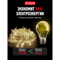 Электрогирлянда-конструктор VEGAS Занавес 96 теплых LED ламп, 6 нитей, прозрачный провод 55023