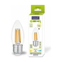 Светодиодная лампа General Lighting Systems Филамент прозрачный E27 10Вт 230В 690Лм 6500К Холодный белый свет Свеча GLDEN-CS-10-230-E27-6500 649917