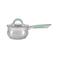 Ковш Mallony MENTOLO 1.9 л, из нержавеющей стали с крышкой, ручки с силиконом 103575