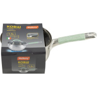 Ковш Mallony MENTOLO 1.9 л, из нержавеющей стали с крышкой, ручки с силиконом 103575