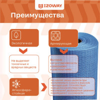 Фасадная сетка Izoway синяя, 5х5 мм, 160 г/м2, 30 м 17770