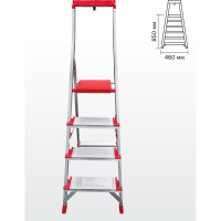 Профессиональная стремянка Новая Высота NV3118, 1x4 ступени 130 мм, органайзер, Max нагр. 225 кг, 3118104