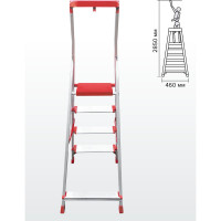 Профессиональная стремянка Новая Высота NV3118, 1x4 ступени 130 мм, органайзер, Max нагр. 225 кг, 3118104