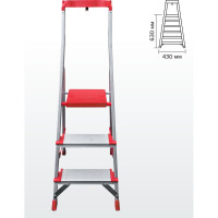 Профессиональная стремянка Новая Высота NV3118, 1x3 ступени 130 мм, органайзер, Max нагр. 225 кг, 2К башмаки, 3118103