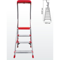 Профессиональная стремянка Новая Высота NV3118, 1x3 ступени 130 мм, органайзер, Max нагр. 225 кг, 2К башмаки, 3118103