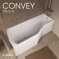 Акриловая ванна Marka One "Convey" 17075, асимметричная левая белая 01кон1775л