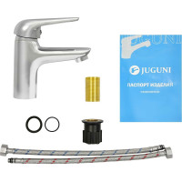 Смеситель для умывальника Juguni с литым изливом, картридж 35 мм, подводка, гайка 0402.129