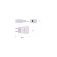 Быстрое зарядное устройство SONNEN сетевое (220 В), USB QC 3.0 18 Вт, 3 А, белое, 455506