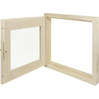 Форточка в парную Банная линия 50x50 см, липа, двойное стекло, ручка, затвор, петли в комплекте 12-988