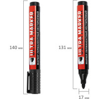 Перманентный маркер BRAUBERG ULTRA MARKER черный, 3.5 мм, с клипом 152204