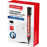 Перманентный маркер BRAUBERG ULTRA MARKER черный, 3.5 мм, с клипом 152204